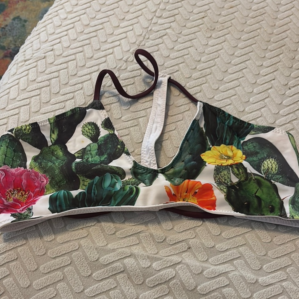 Floral Cactus Print Bikini Top